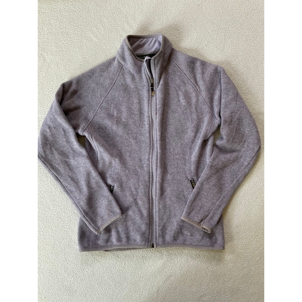 Eddie Bauer Womens Medium Fleece Jacket Lavender Purple Full Zip Mock Neck Snug